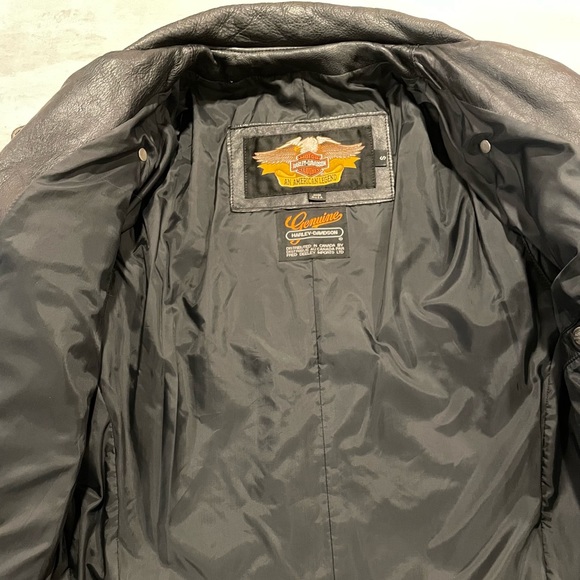 Vintage 80s 90s Harley Davidson Authentic Leather Biker Jacket Embossed Logo - Picture 11 of 16